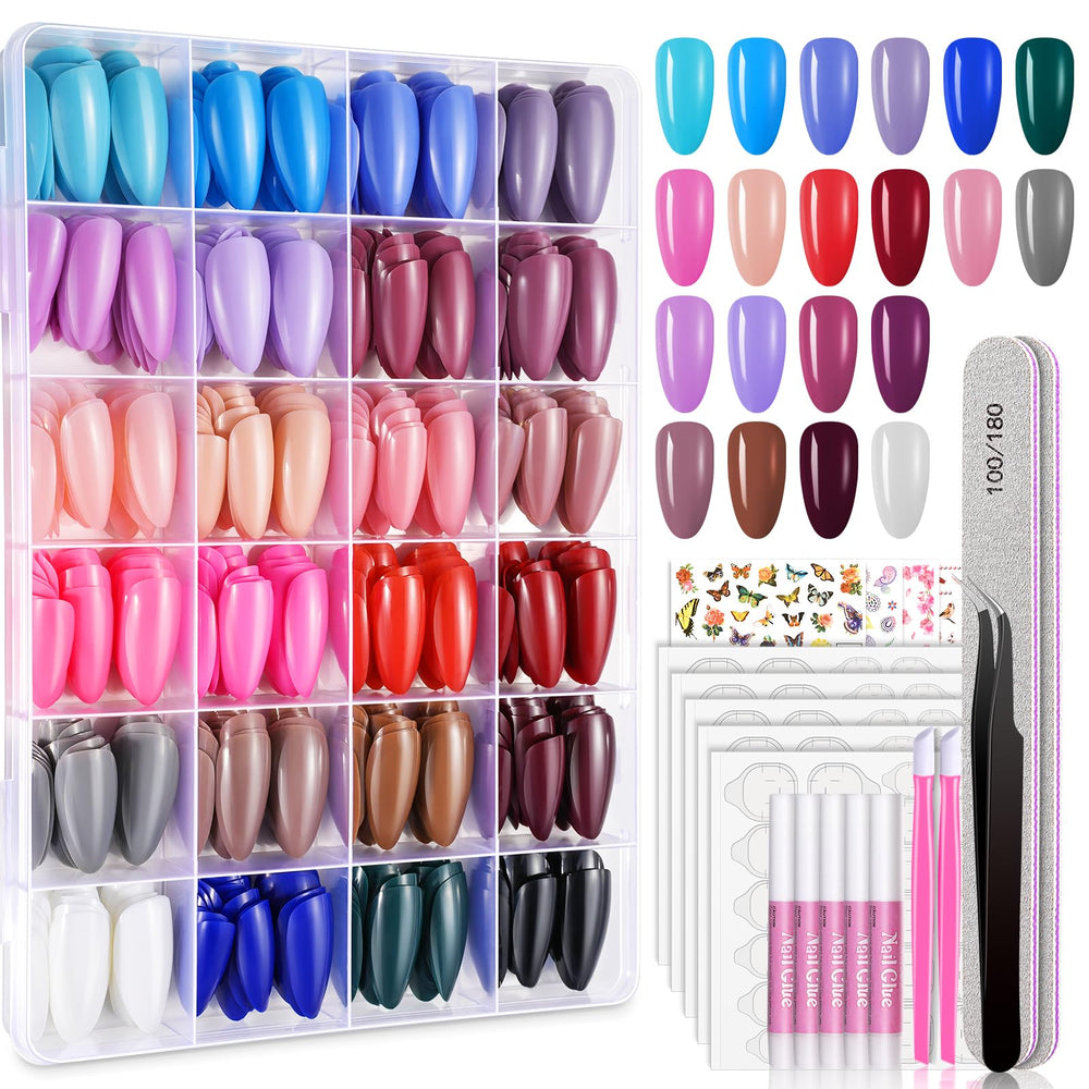 TsMADDTs almond press-on nails in 24 colors for quick, salon-ready manicures