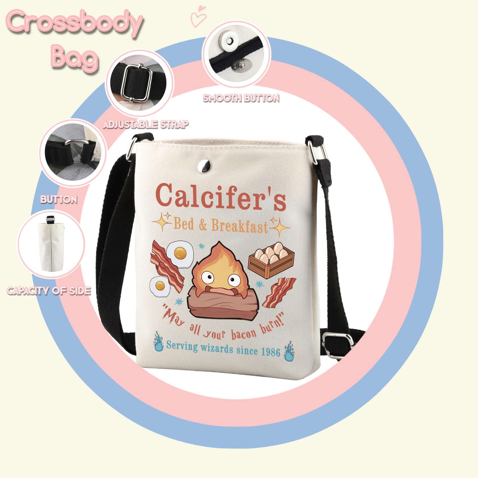 TSOTMO Calcifer makeup bag dirt-resistant surface easy to clean