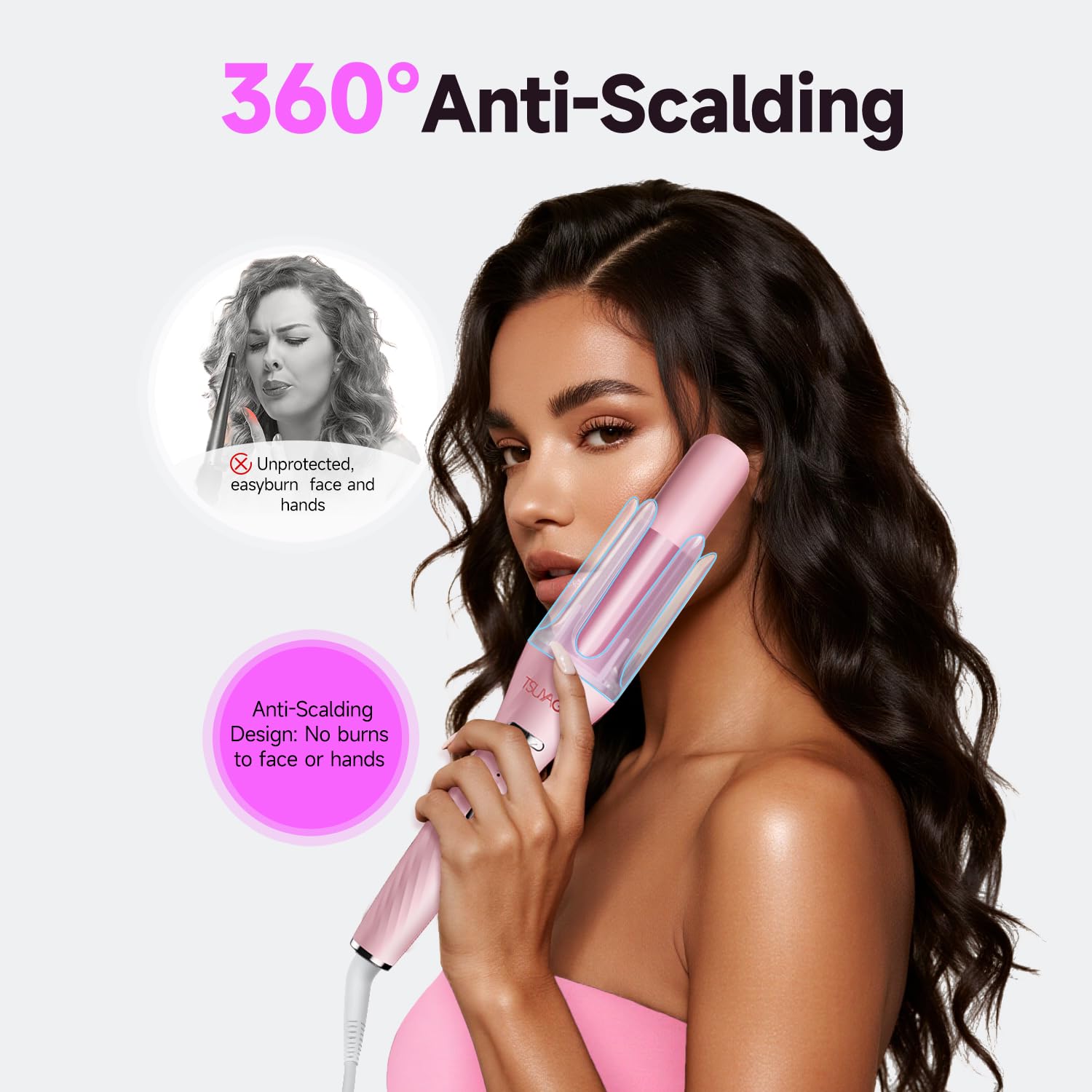 TSUYAGLA curling iron anti-tangle safety design for safer operation