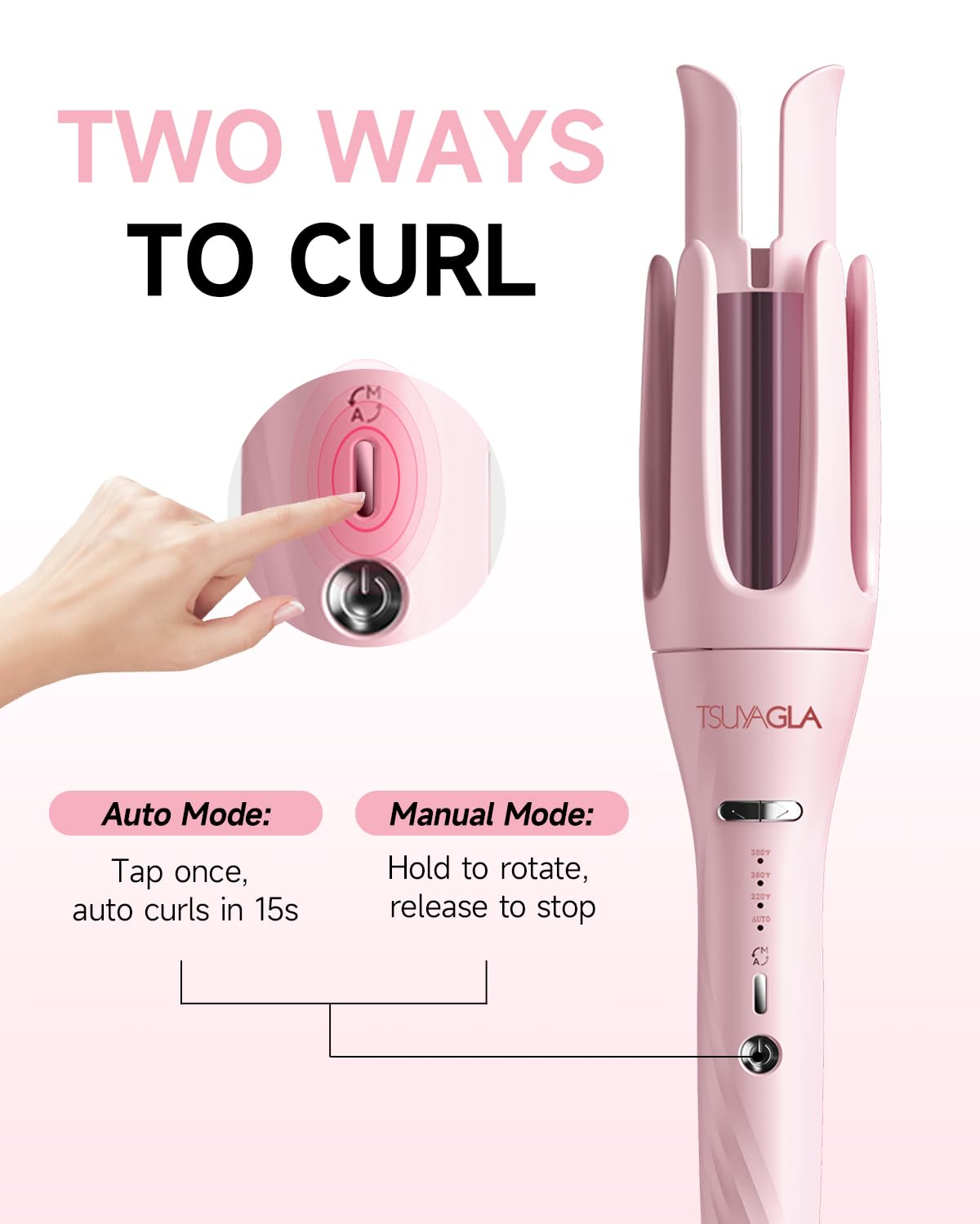 TSUYAGLA 3-in-1 curling iron with a 1.5-inch barrel for voluminous waves