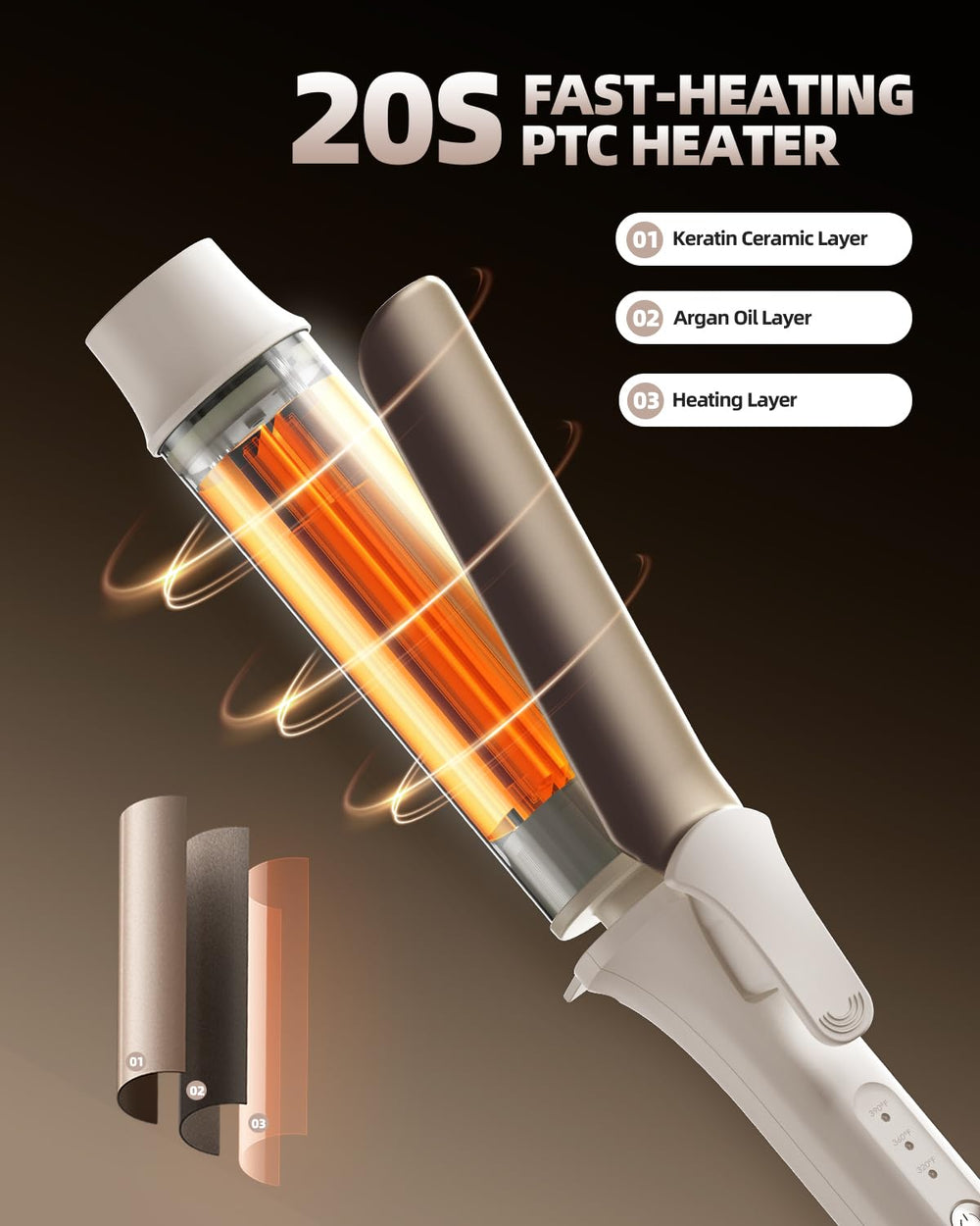 TSUYAGLA curling wand auto shut-off safety feature