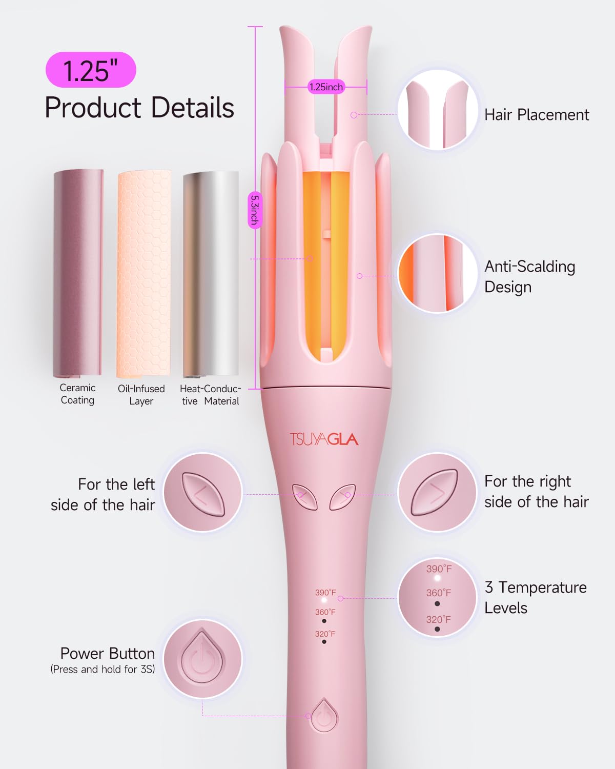 TSUYAGLA dual voltage travel-ready curling iron for globetrotters