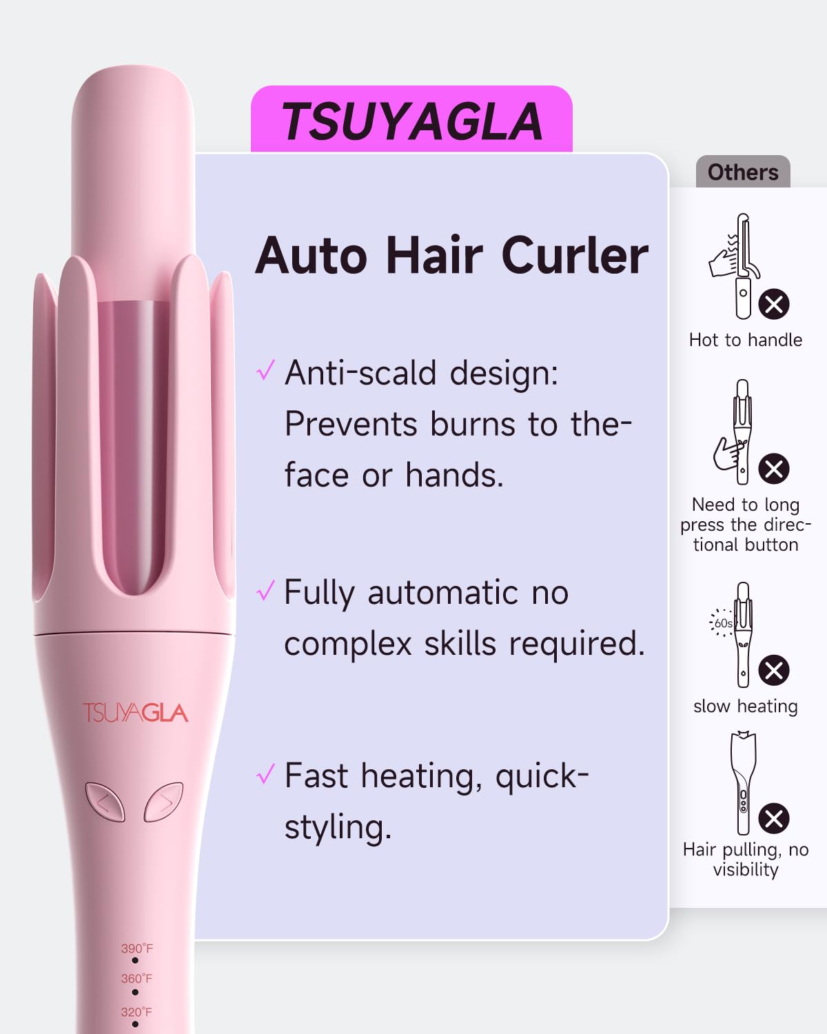 TSUYAGLA long hair styling with this curling iron for mid to long lengths
