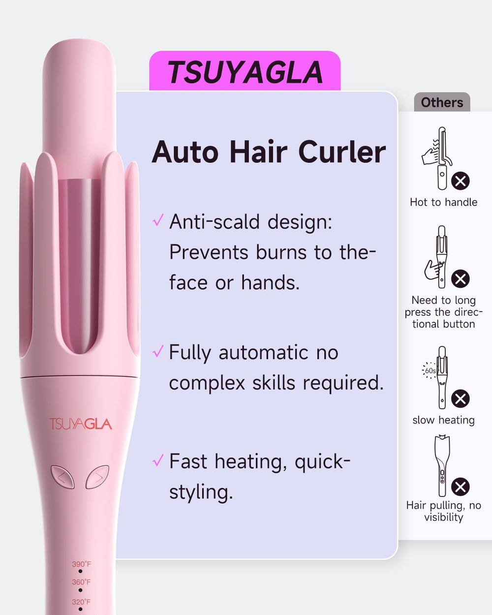 TSUYAGLA long hair styling with this curling iron for mid to long lengths