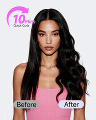 TSUYAGLA automatic hair curler in use on a hair section for quick, lasting waves.