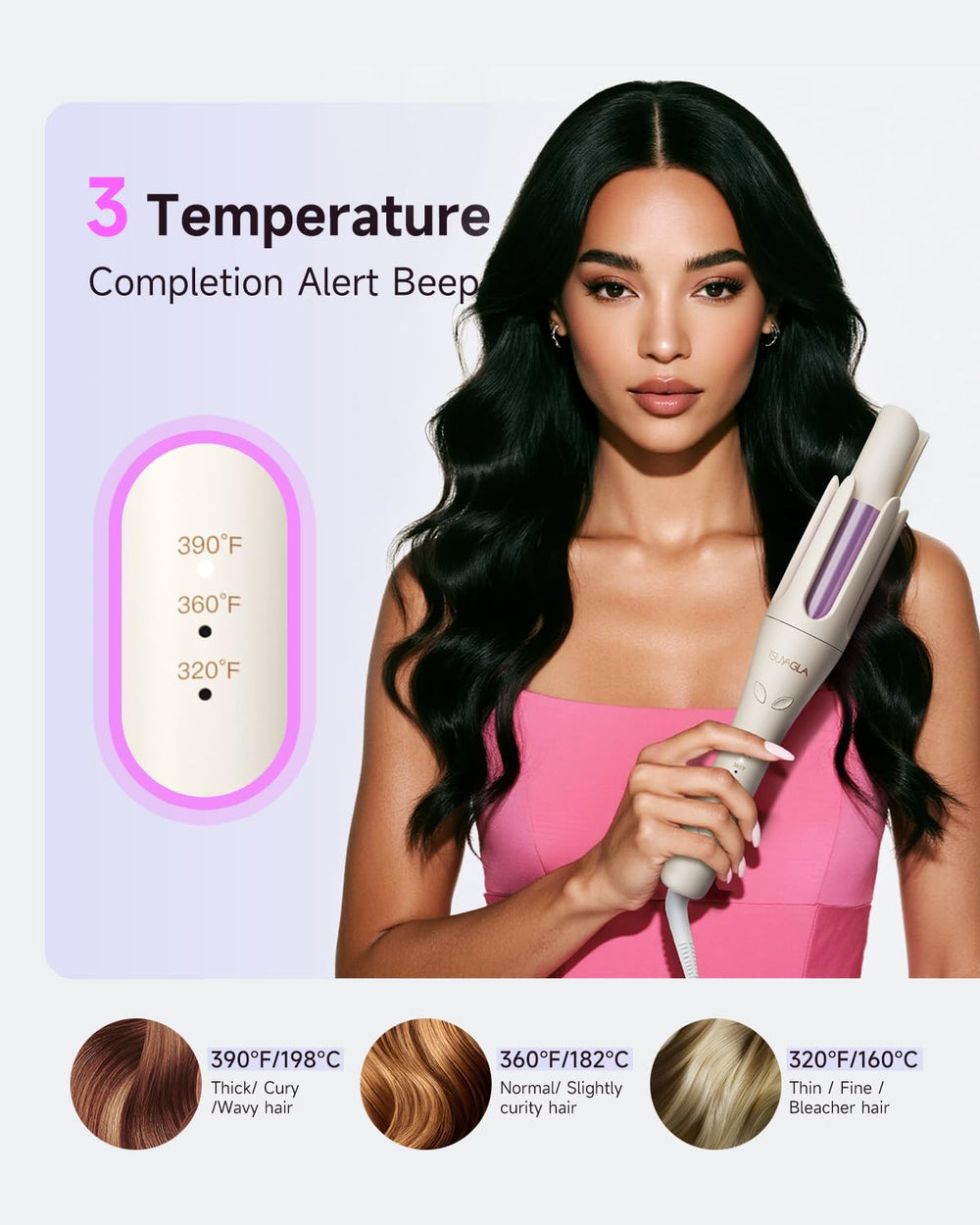 TSUYAGLA ionic technology detail supports moisture and shine in styling.