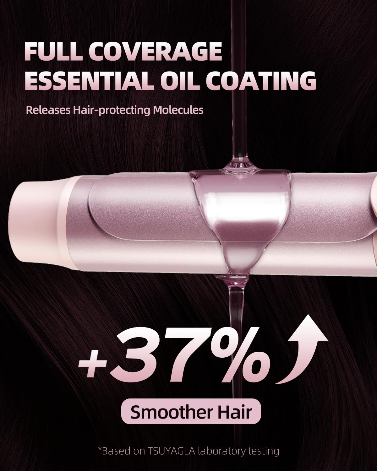 TSUYAGLA curling wand being held for ergonomic grip and comfortable styling