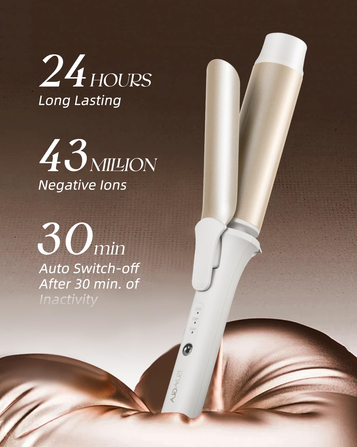 TSUYAGLA long-hair styling with the curling wand creating loose waves