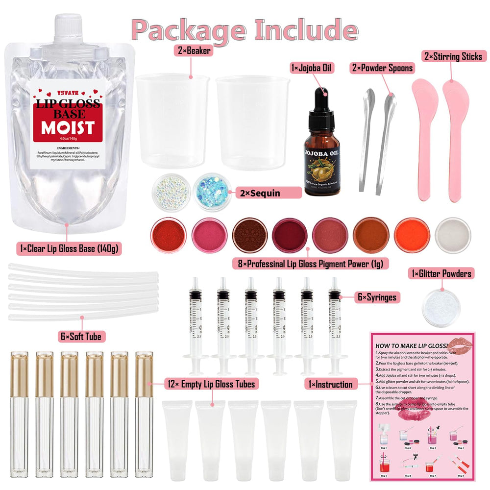 TSVATE lip gloss pigment powder in 8 colors for custom shades.