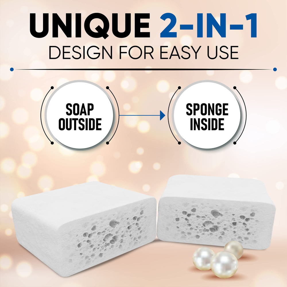 T.Taio Esponjabon Pearl packaging with scents emphasizes refreshing shower experience.