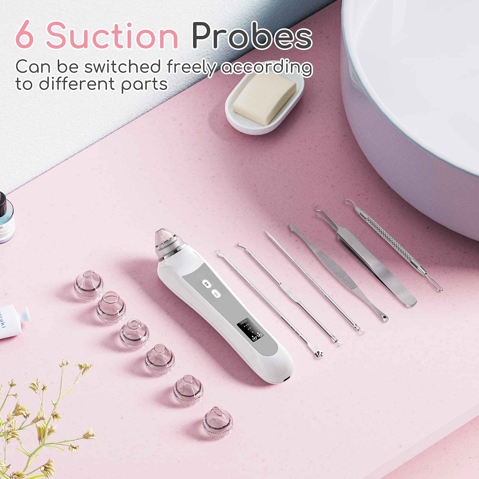 TTozka Blackhead Remover Vacuum packaging highlights kit contents for ready-to-use setup.