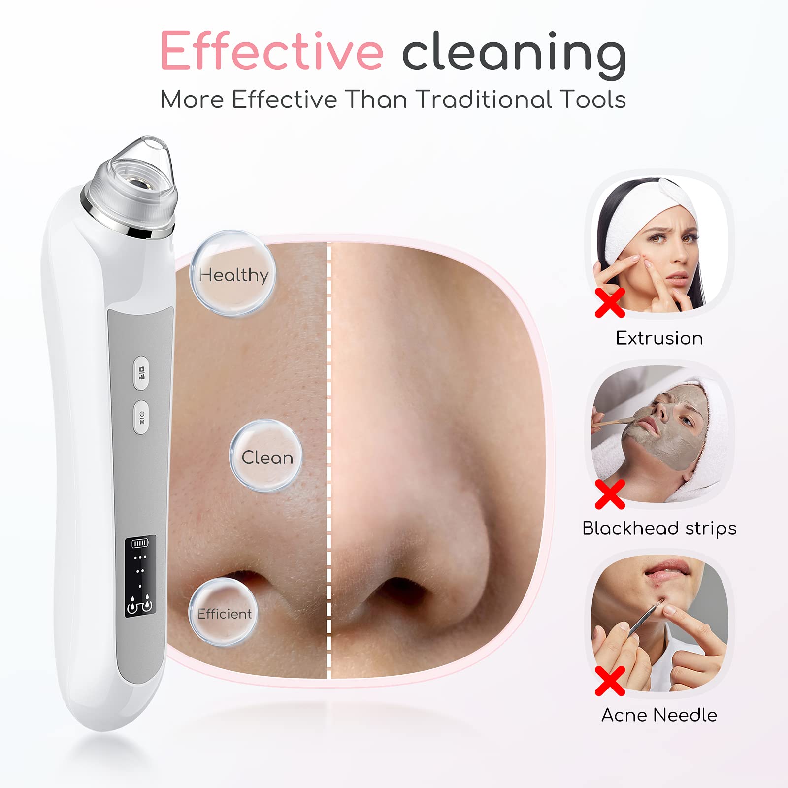 TTozka Blackhead Remover Vacuum suction heads array supports different skin needs.