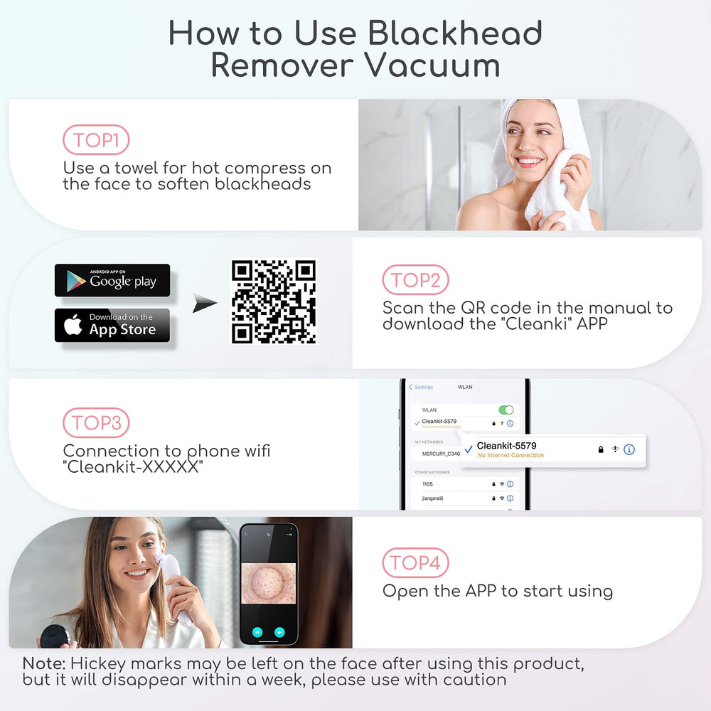 TTozka Blackhead Remover Vacuum USB charging provides convenient power and long use.
