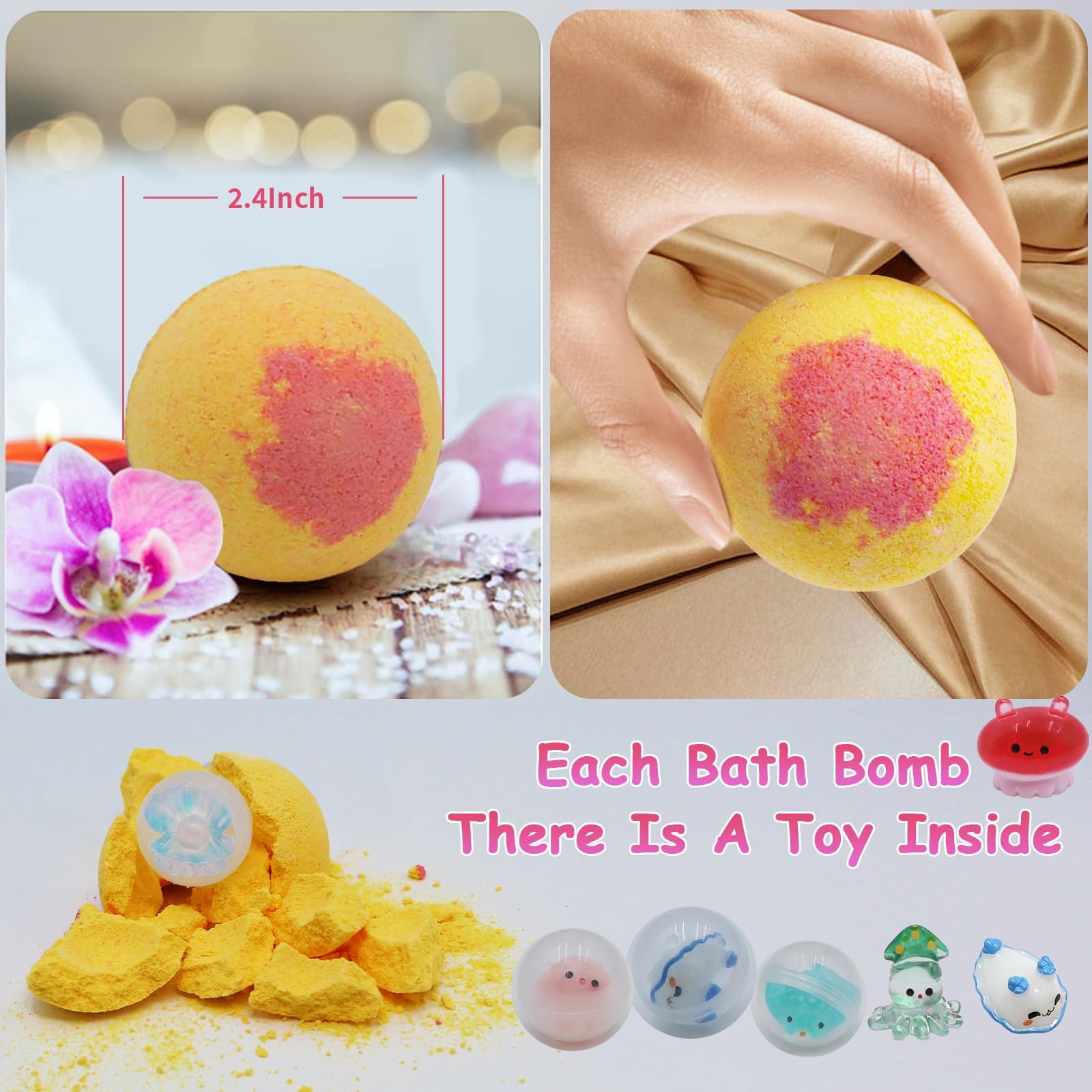 TTRWIN bath bombs with 12 scents offer kid-friendly aromas for bath time.