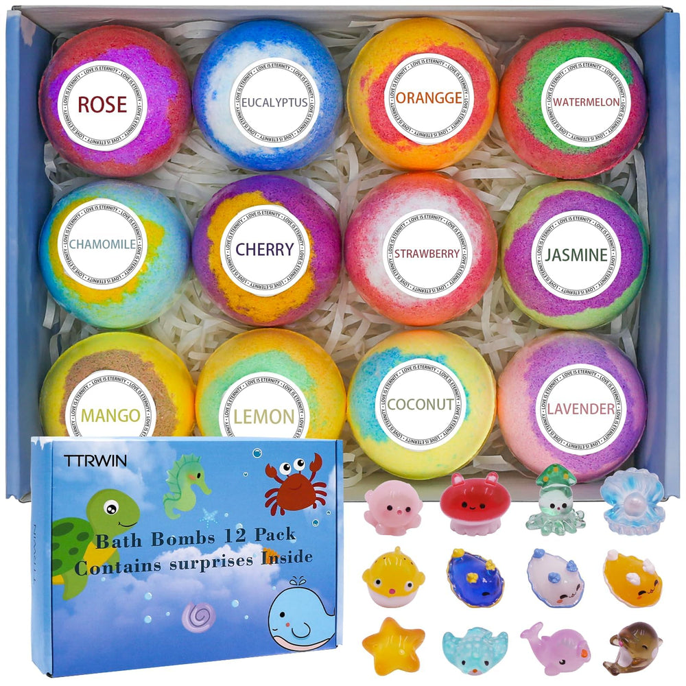 TTRWIN bath bombs for kids with surprise toy sea animals spark imaginative bath time.