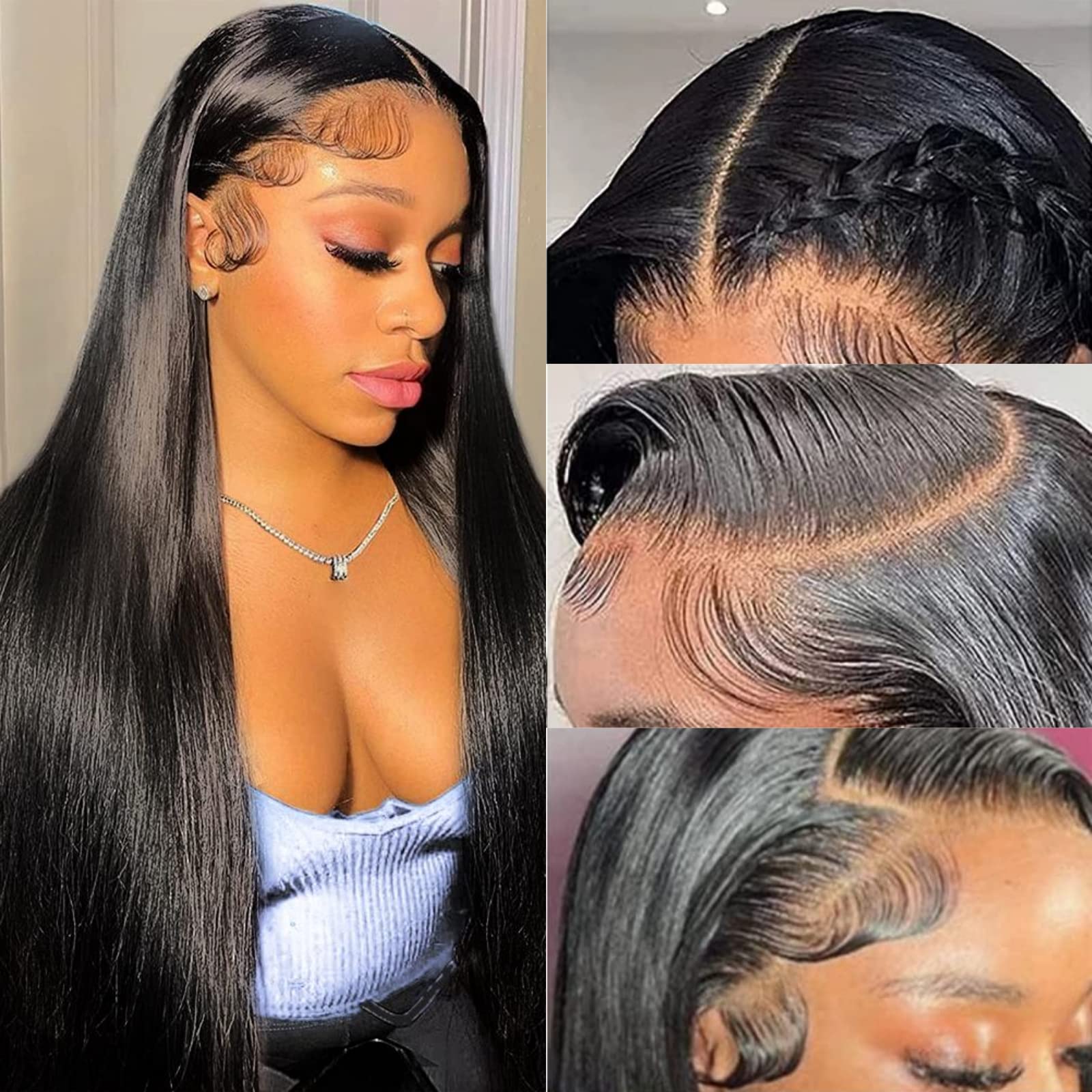 TTSMINS 13x6 lace front wig hairline closeup showing natural blending potential