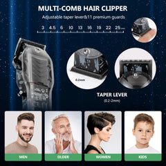 Tuanchuanrp cordless barber kit with eight combs enables versatile fades and trims.