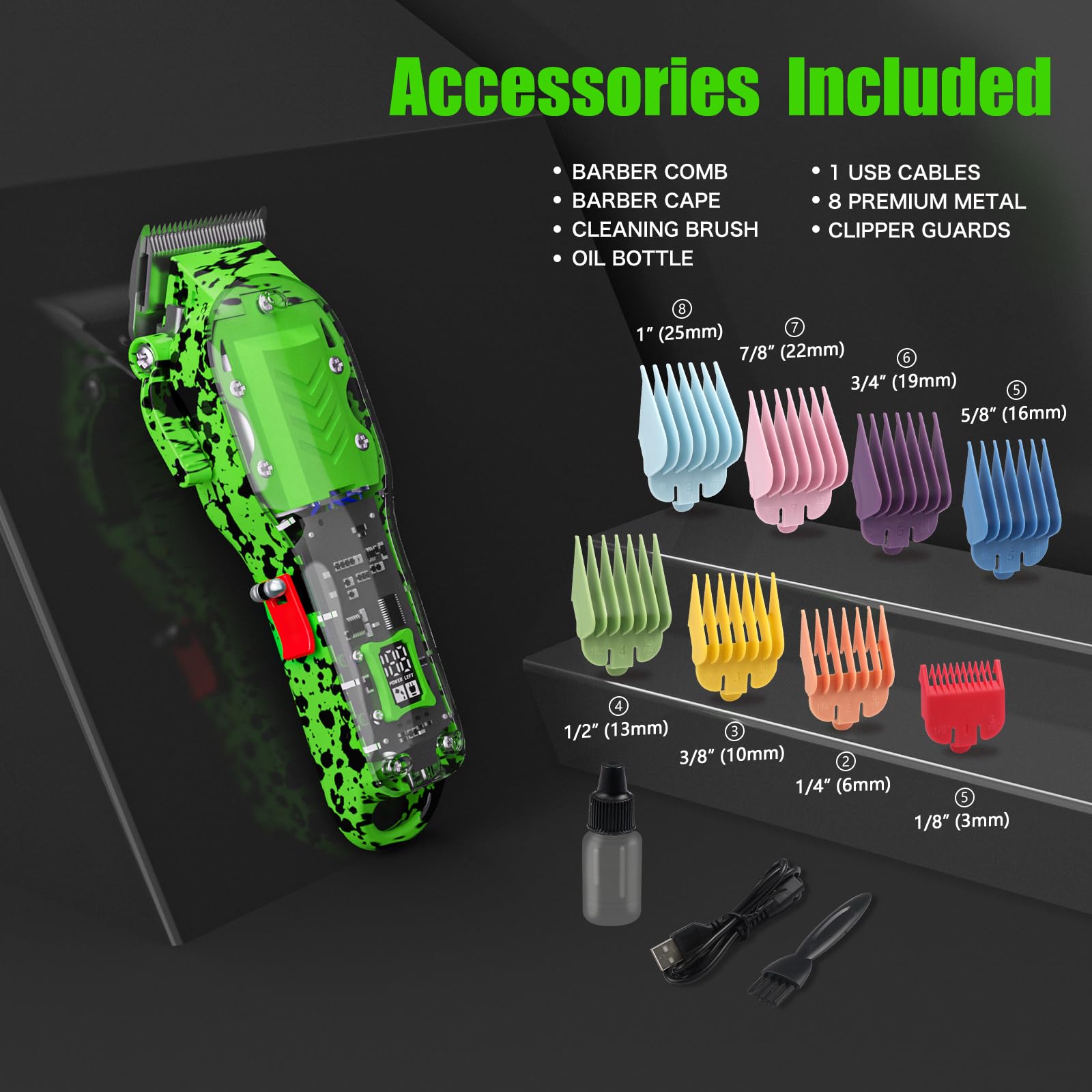 Tuanchuanrp eight guide combs provide clean, even trims across styles.