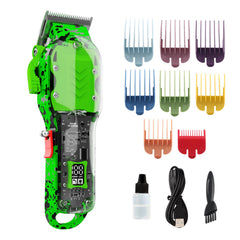 Tuanchuanrp green hair clippers with LED display for precise power monitoring during grooming.