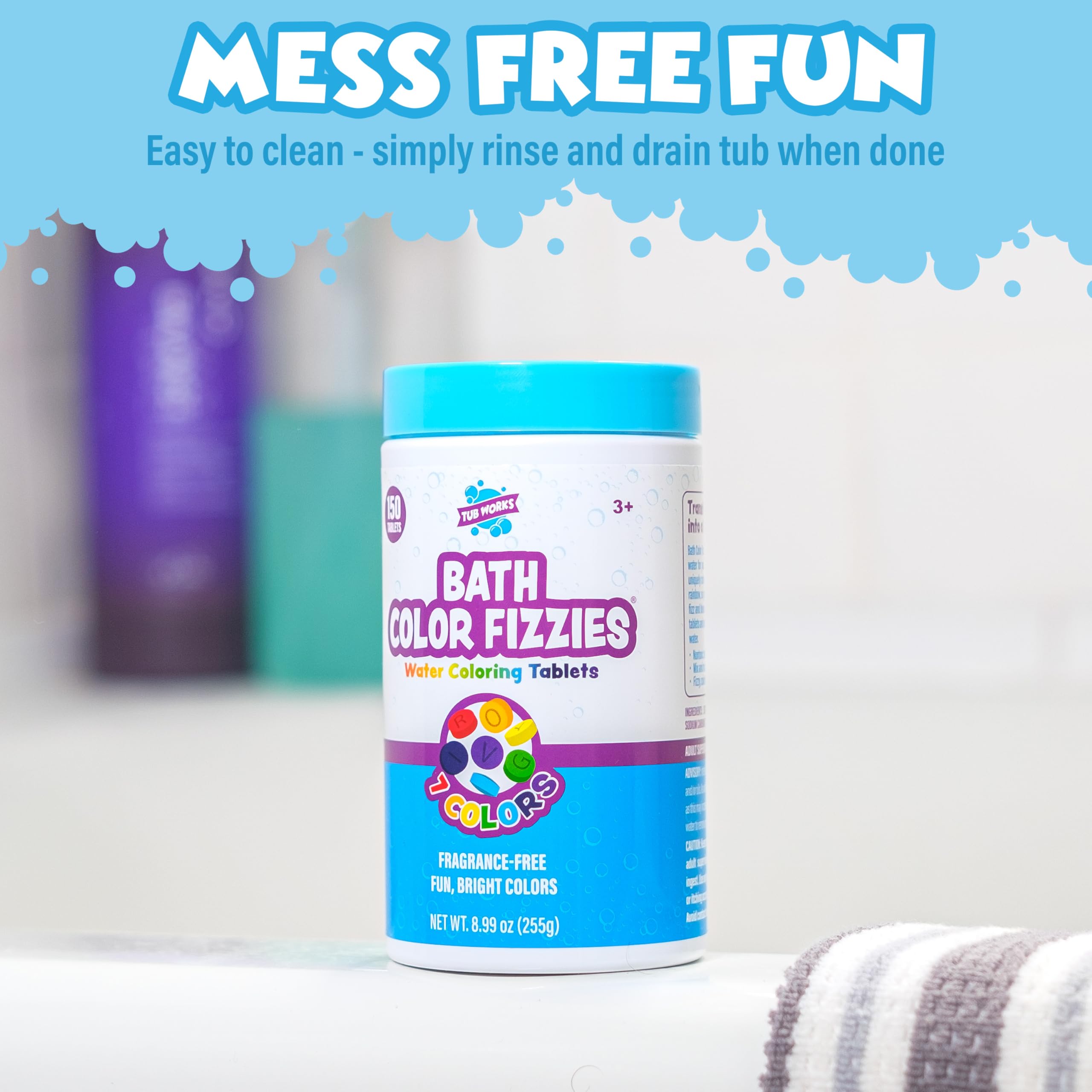 Tub Works Bath Color Fizzies indigo and violet tablets blending color