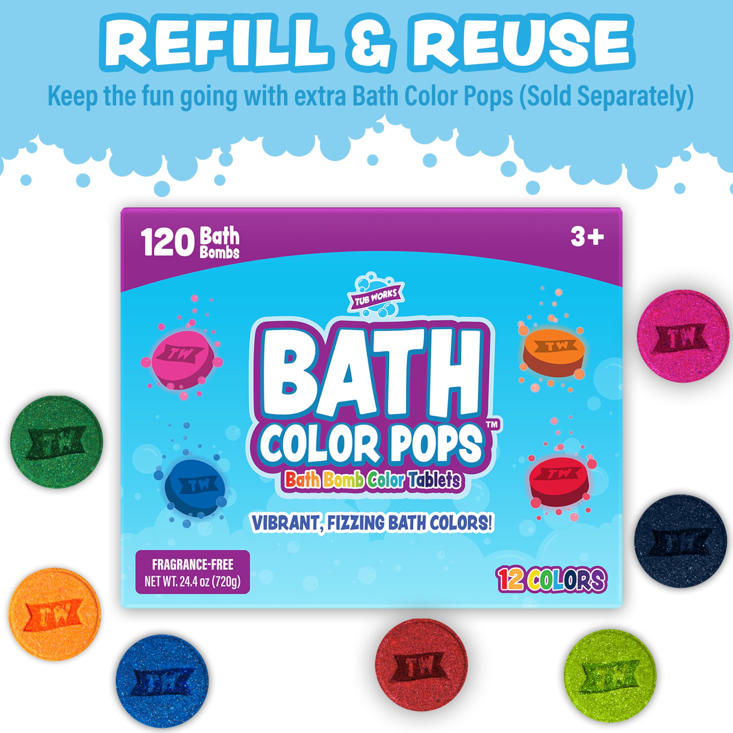 Tub Works quick cleanup keeps tubs stain-free after color play.