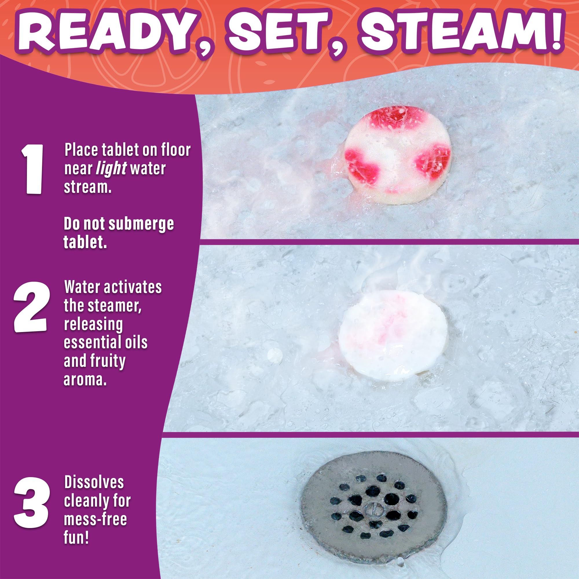 Tub Works Fruit Fusion zest close-up emphasizing natural essential oils aroma.