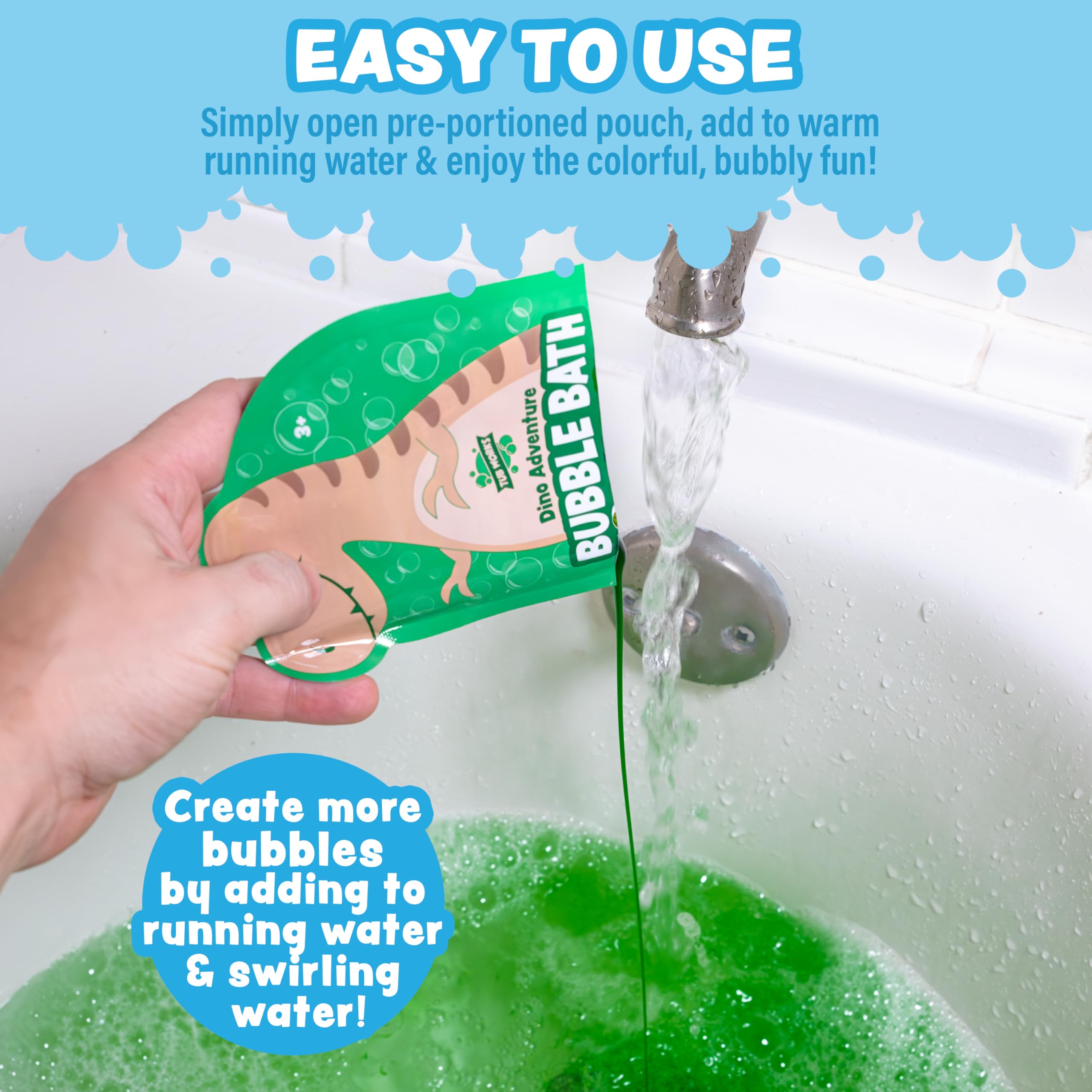Tub Works green color-bath scene for vibrant, non-staining playtime