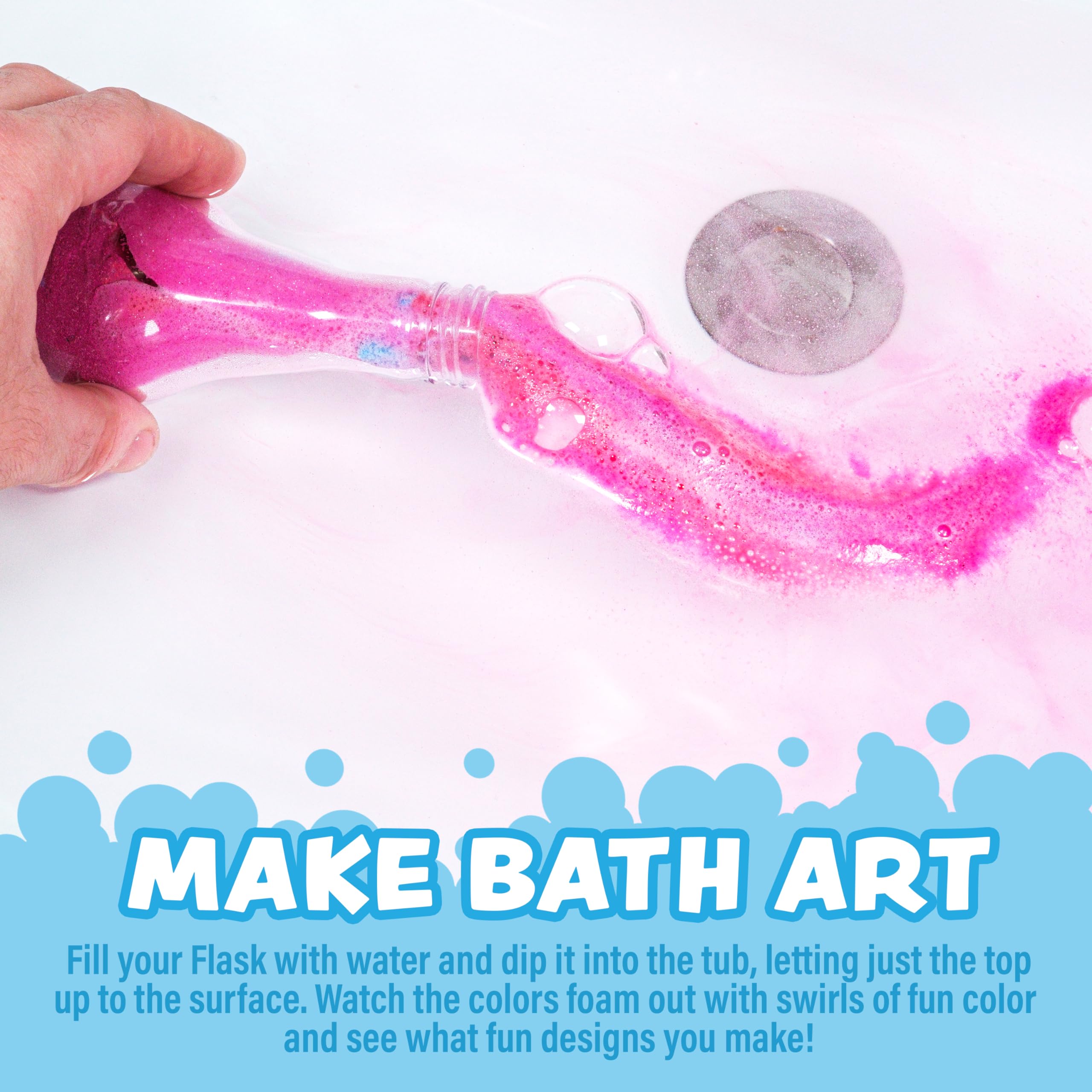 Tub Works Bath Bomb Potion color-flow reveals swirling hues in bath.