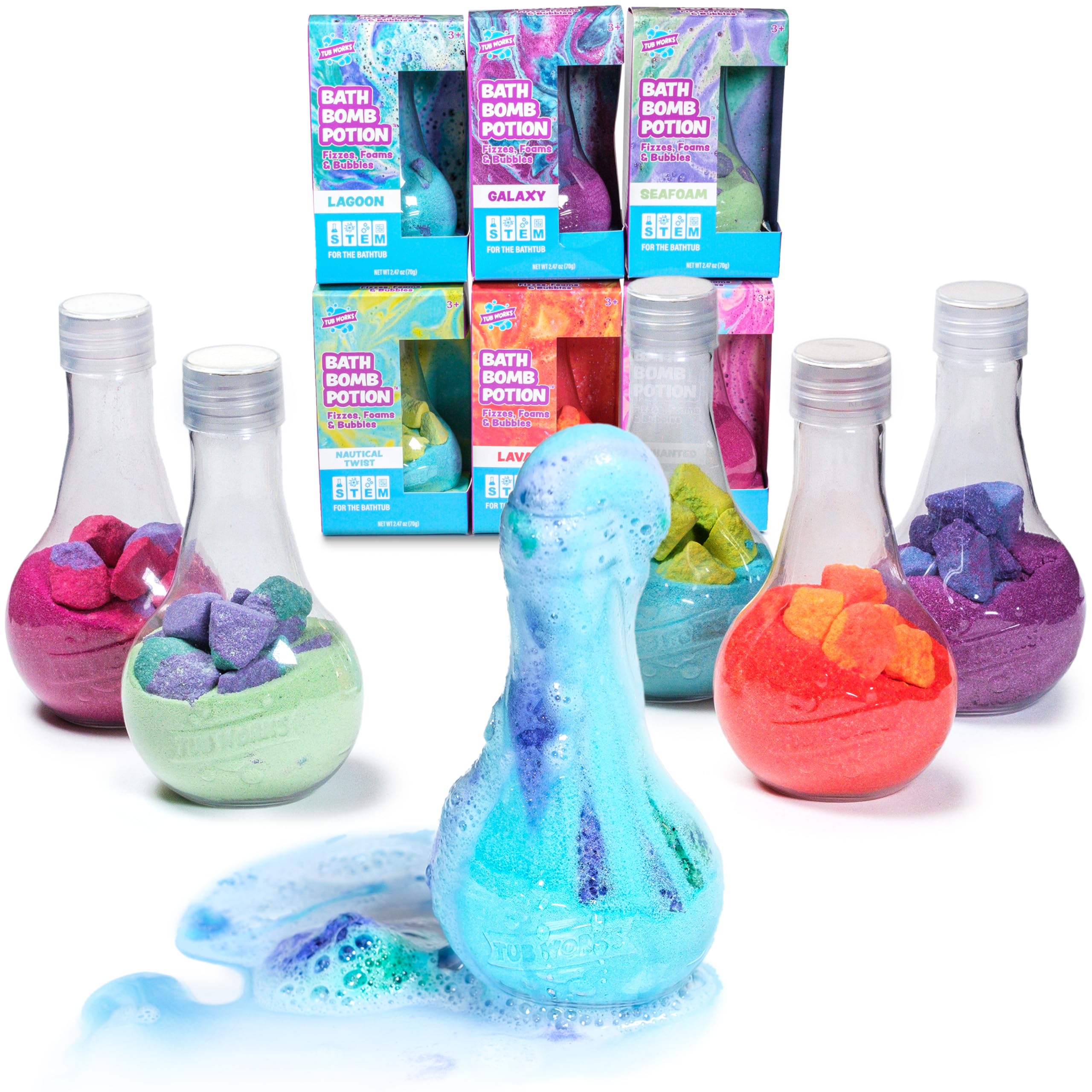 Tub Works Bath Bomb Potion kids using tub demonstrates simple, safe setup.