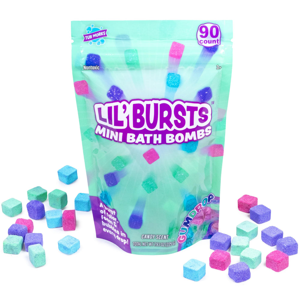 Tub Works Lil' Bursts Gumdrop colors swirl for imaginative bath play.