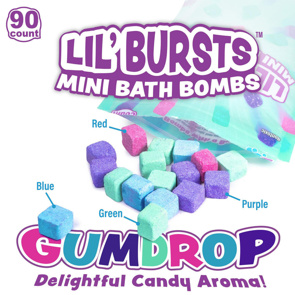 Tub Works Lil' Bursts minis dissolve quickly for foamy tub fun.