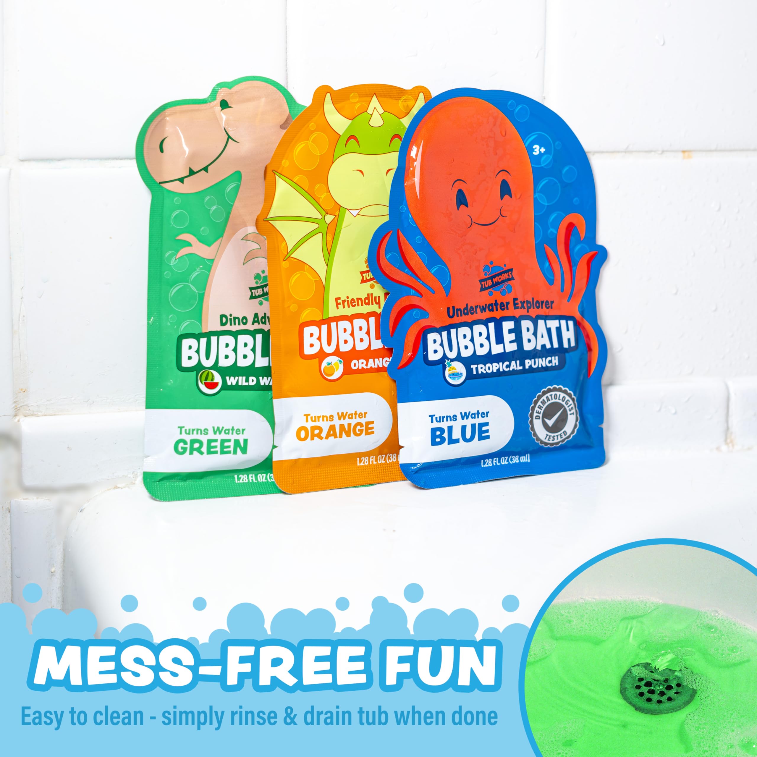 Tub Works orange color-bath scene fuels dragon-themed bath adventures
