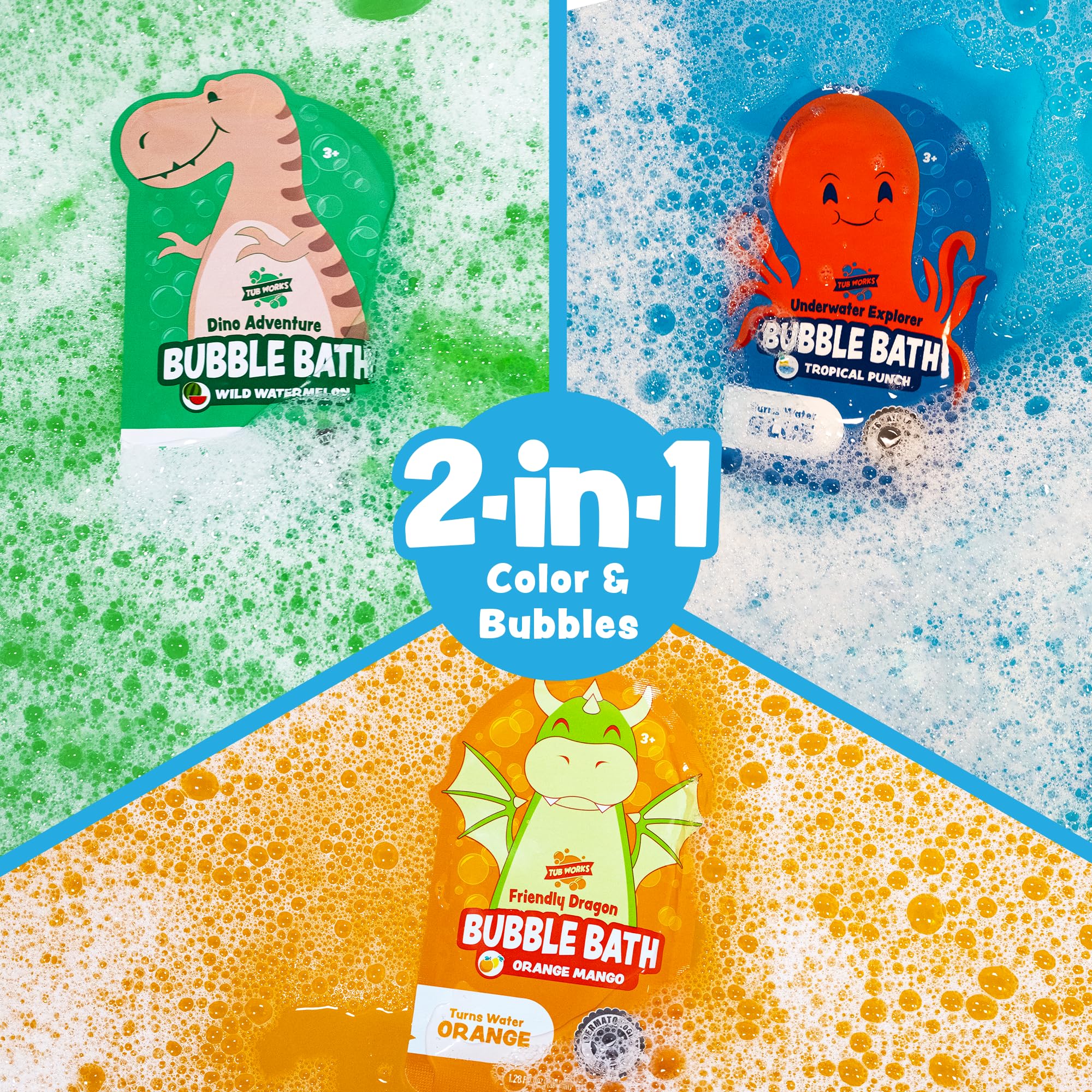 Tub Works Underwater Explorer blue bubble for colorful, tropical scented bath