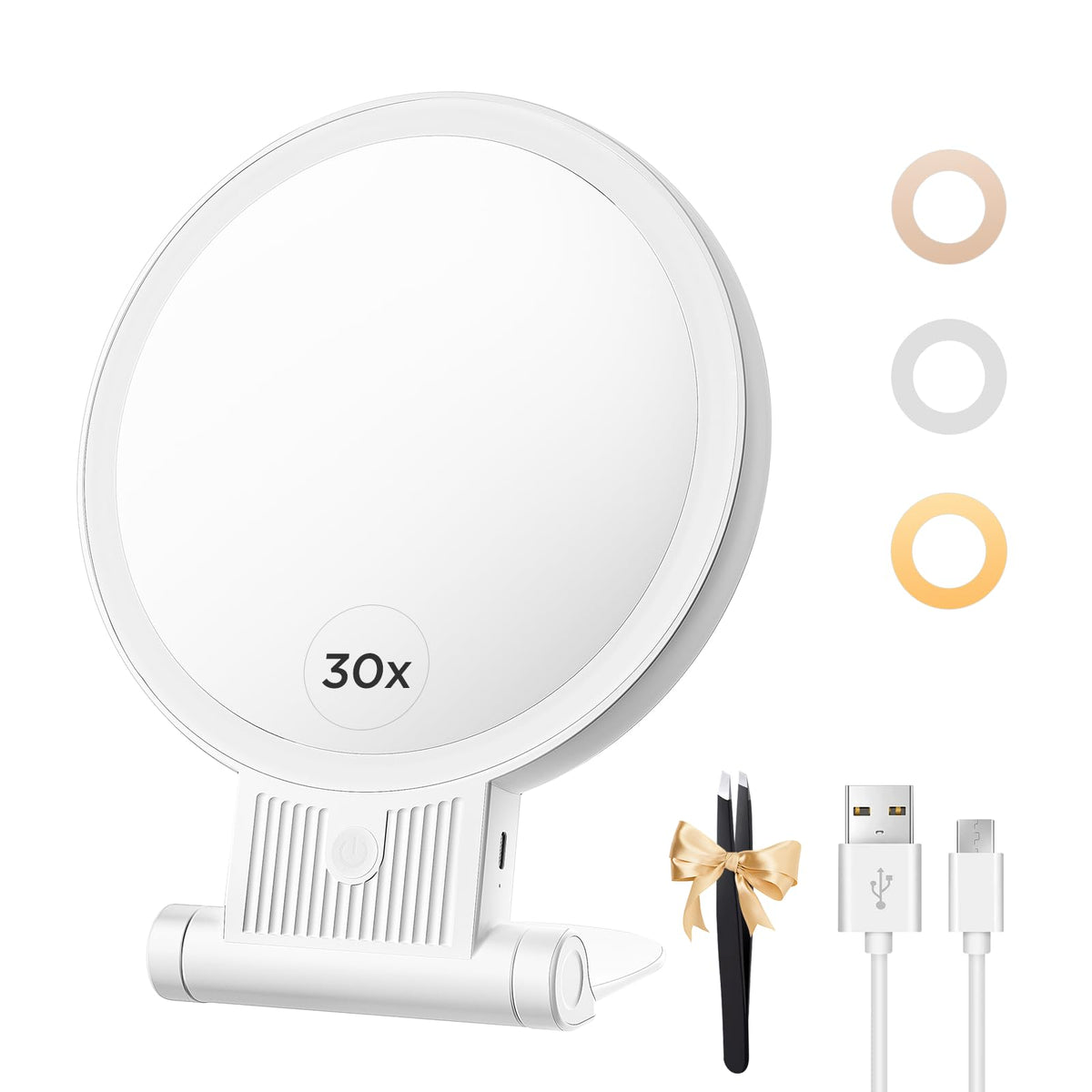 Tubbede makeup-mirror 1x/30x magnification for precise grooming and detailed skin checks