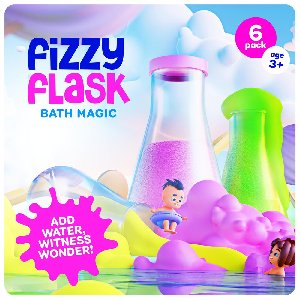 Tubby Tots blue fizz shows rainbow water and bubbles in tub