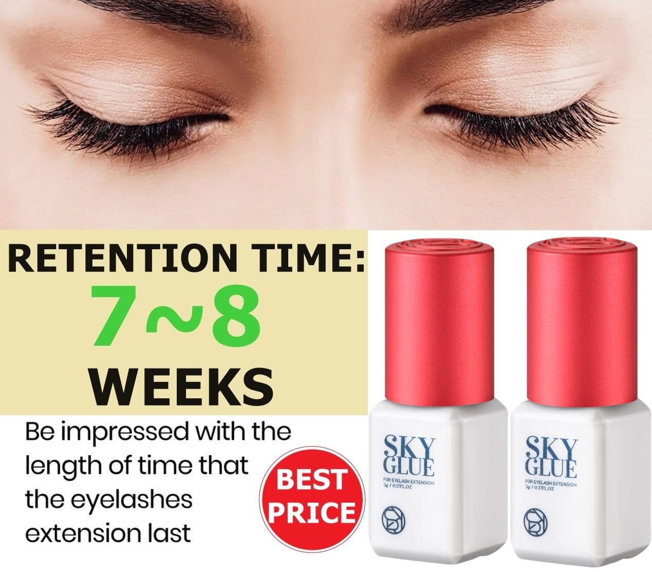 TUBeauty Sky Glue S fast-dry action during professional lash bonding.
