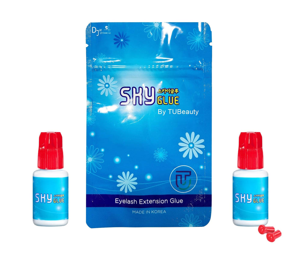 TUBeauty Sky Glue S two-bottle kit ready for back-to-back appointments.