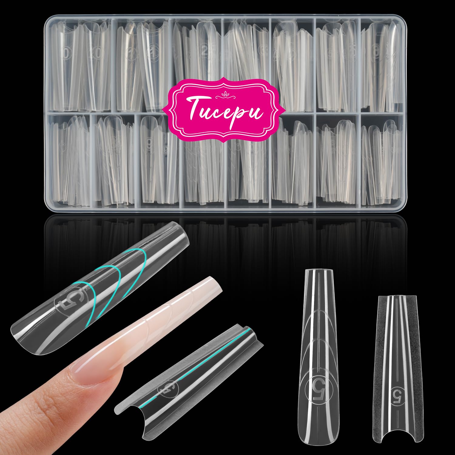 Tucepu Sandwich Nails Dual Forms interlock design for stable nail extensions.