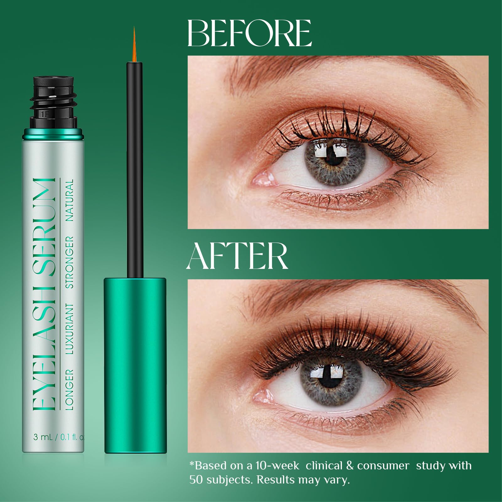 TUDPA Eyelash Growth Serum brush-application demonstrates precise nightly lash nourishment.