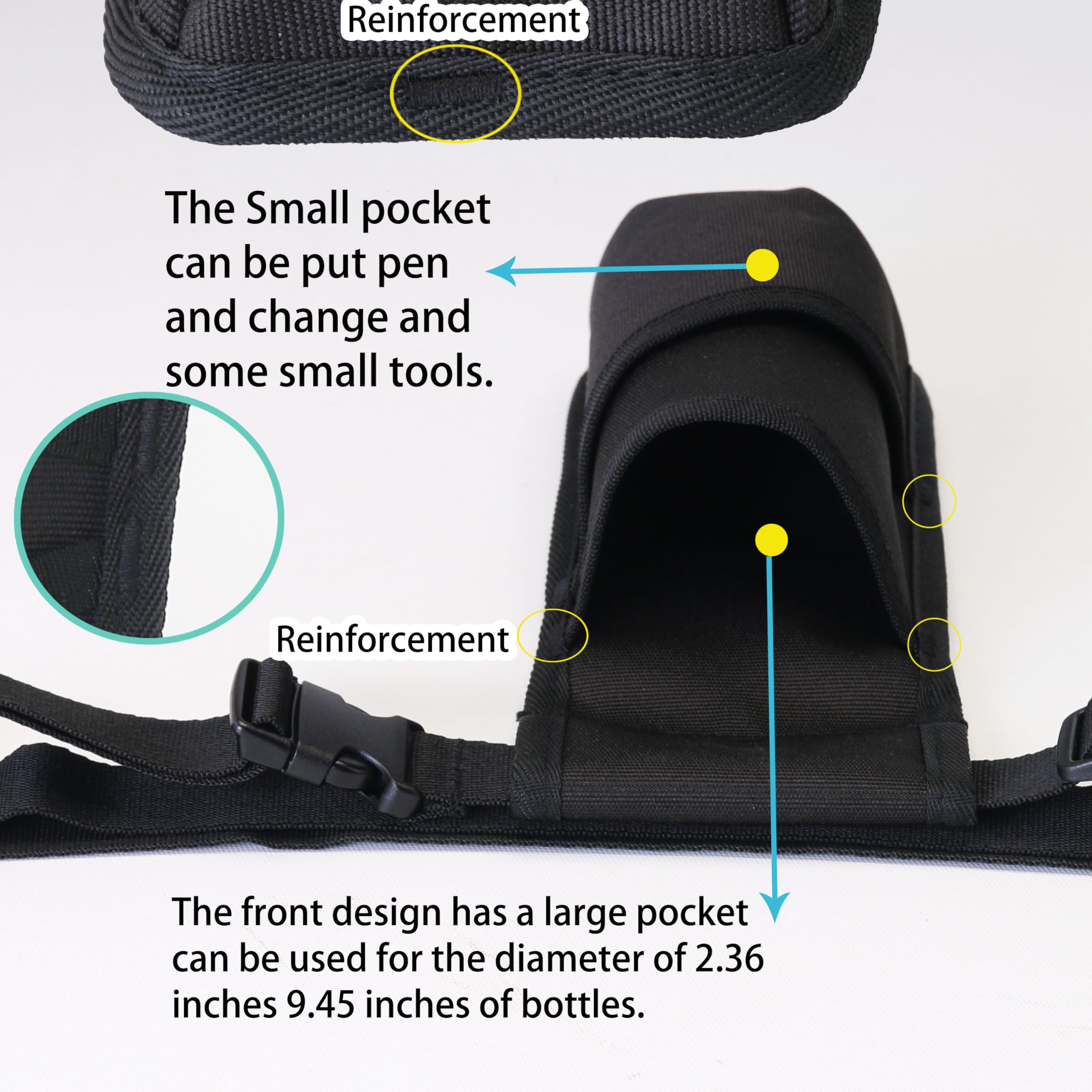 Tuhaoge massage bottle bag adjustable belt ensures comfortable fit for varied waists