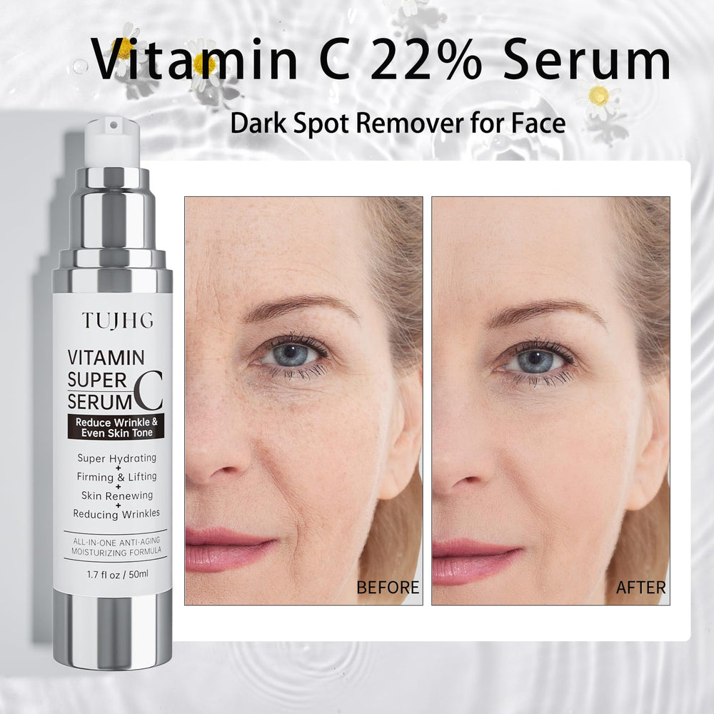 TUJHG Vitamin C Retinol Serum packaging highlights premium anti-aging care