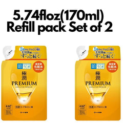 Refill 2-pack of Hada Labo Gokujyun Premium Lotion emphasizes value and convenience.