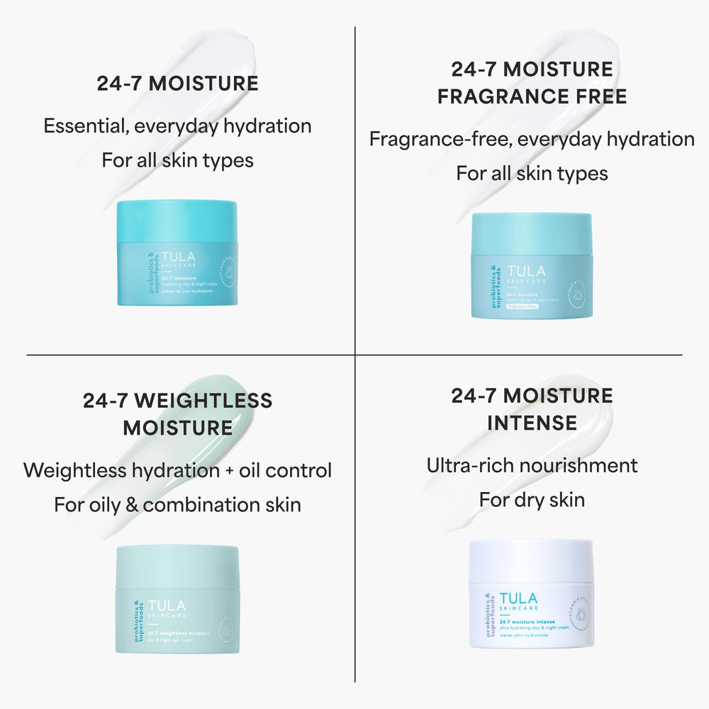 TULA 24-7 Weightless Moisture skin-appearance plump closeup suggests a smooth, dewy finish.