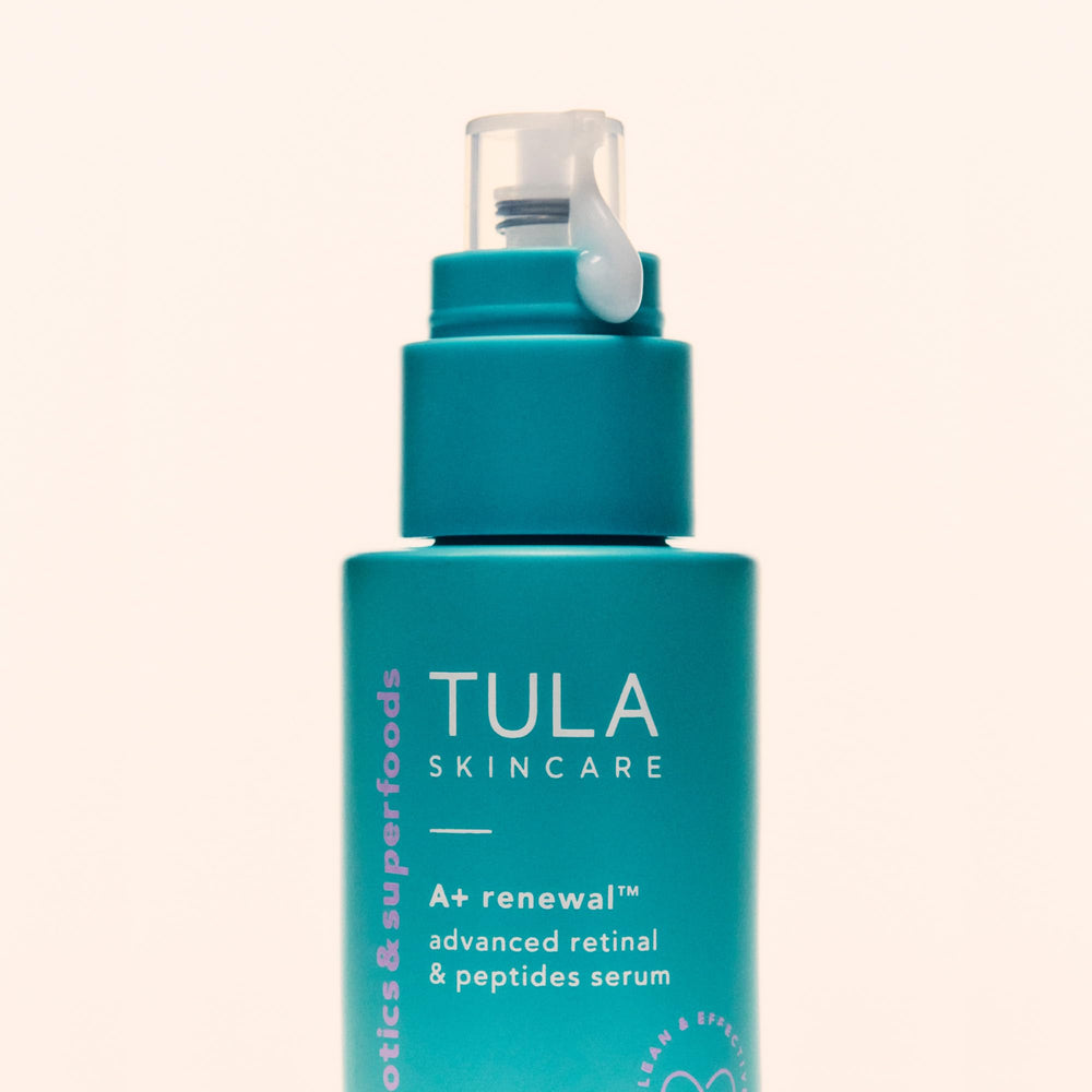 TULA A+ Renewal serum ingredients with aloe, ceramides and hyaluronic acid