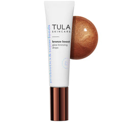 TULA Bronze Boost Glow Drops pump view for easy, gradual bronze with hydrating glow