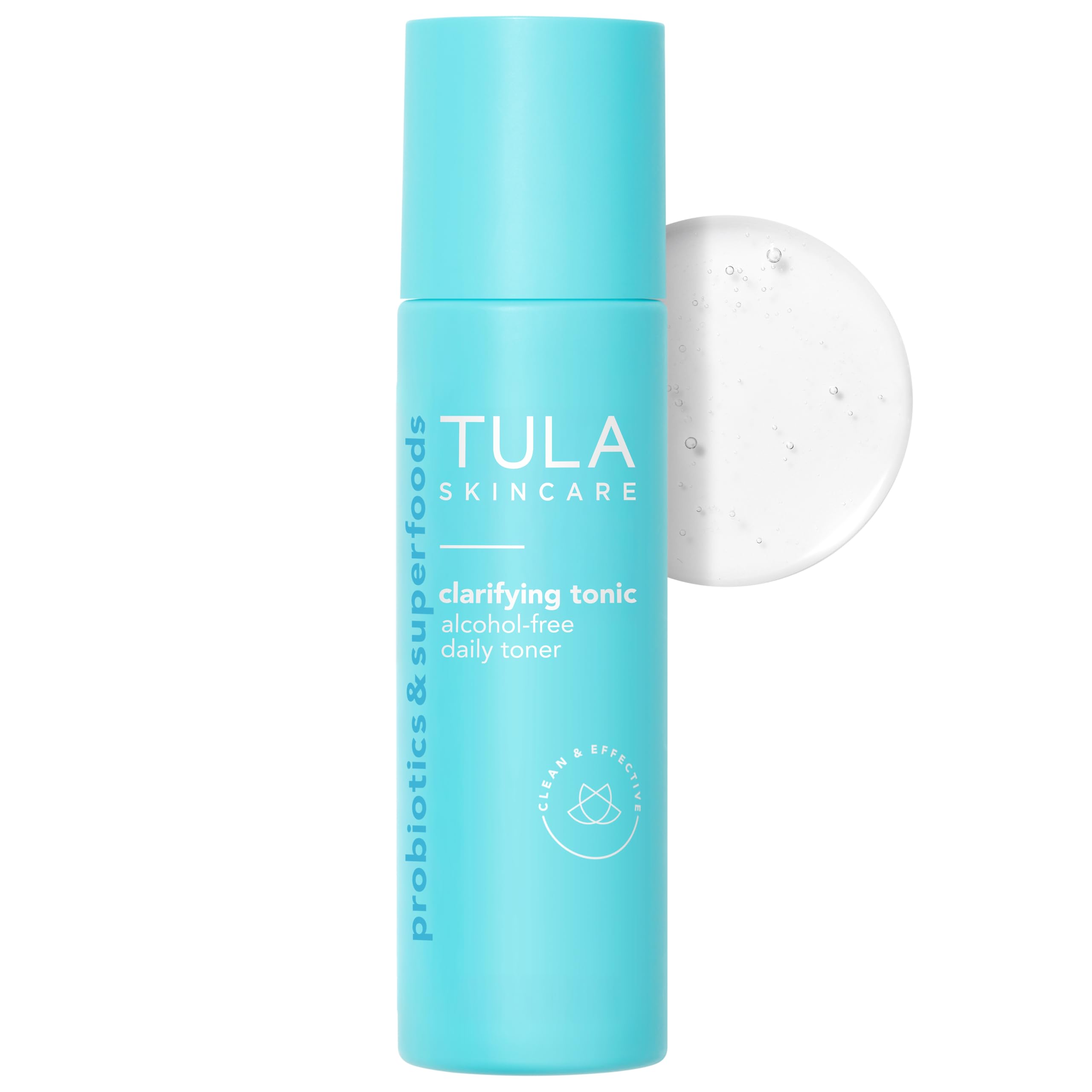 TULA Clarifying Tonic bottle closeup showing pore-toning refresh.