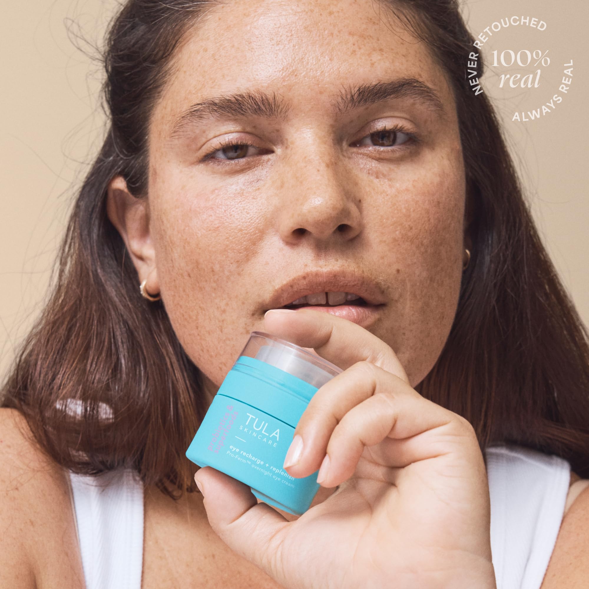 TULA Eye Recharge under-eye application image demonstrates targeted use around the delicate eye skin