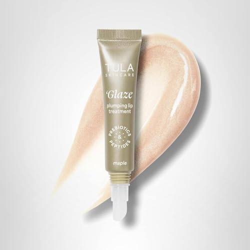 TULA Glaze Lip Maple product-in-use with glow-rich reflection and instant boost.