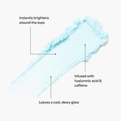 TULA Glow & Get It Eye Balm texture swatch showing creamy brightening formula.