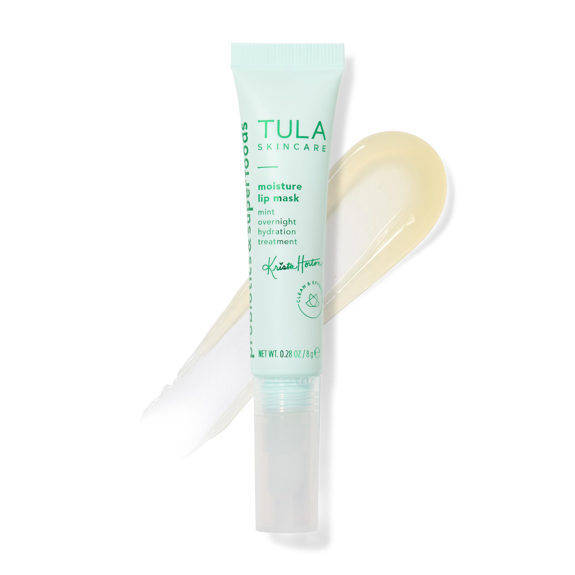 TULA Krista Horton Moisture Lip Mask application close-up showing hydration benefits for day or night